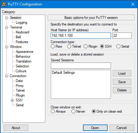 Raspberry Pi 3 B: SSH einrichten PuTTY Configuration